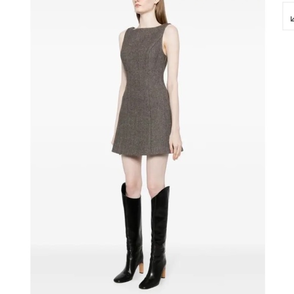 Reformation Willene Sleeveless Tweed Wool Mini Dress Size 8 Brown - Picture 2 of 9